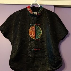 100% silk embroidered Mandarin style top